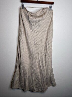 Banana Republic Neutral Beige Strapless linen blend dress size 8 striped
